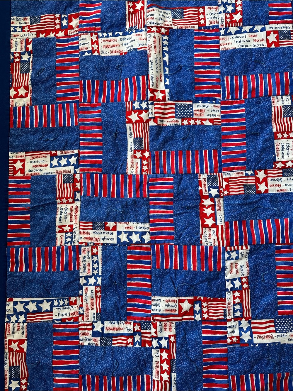 Artisan Red Blue White Patriotic Patchwork Quilt